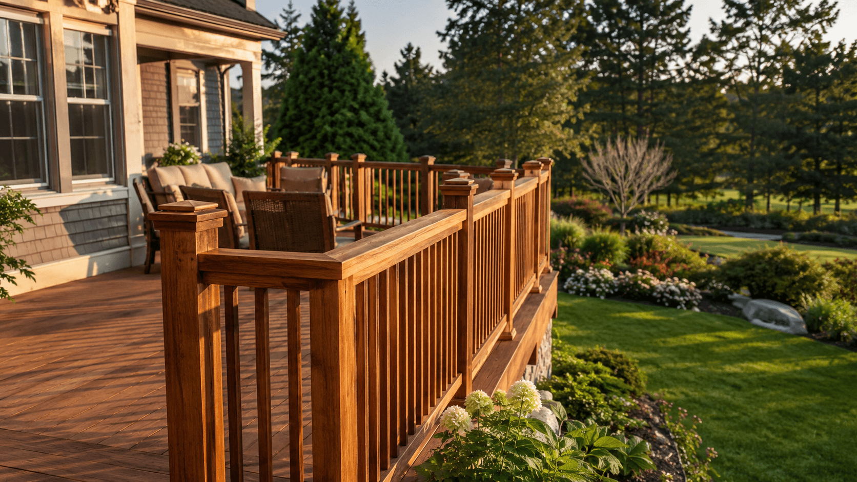 Classic Wood Deck Railing