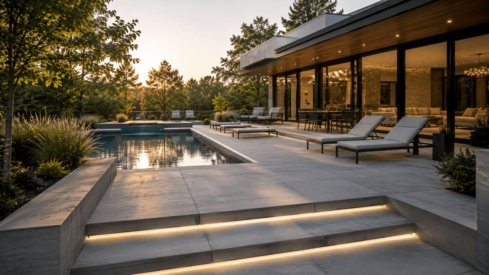 Modern Concrete Pool Deck Design